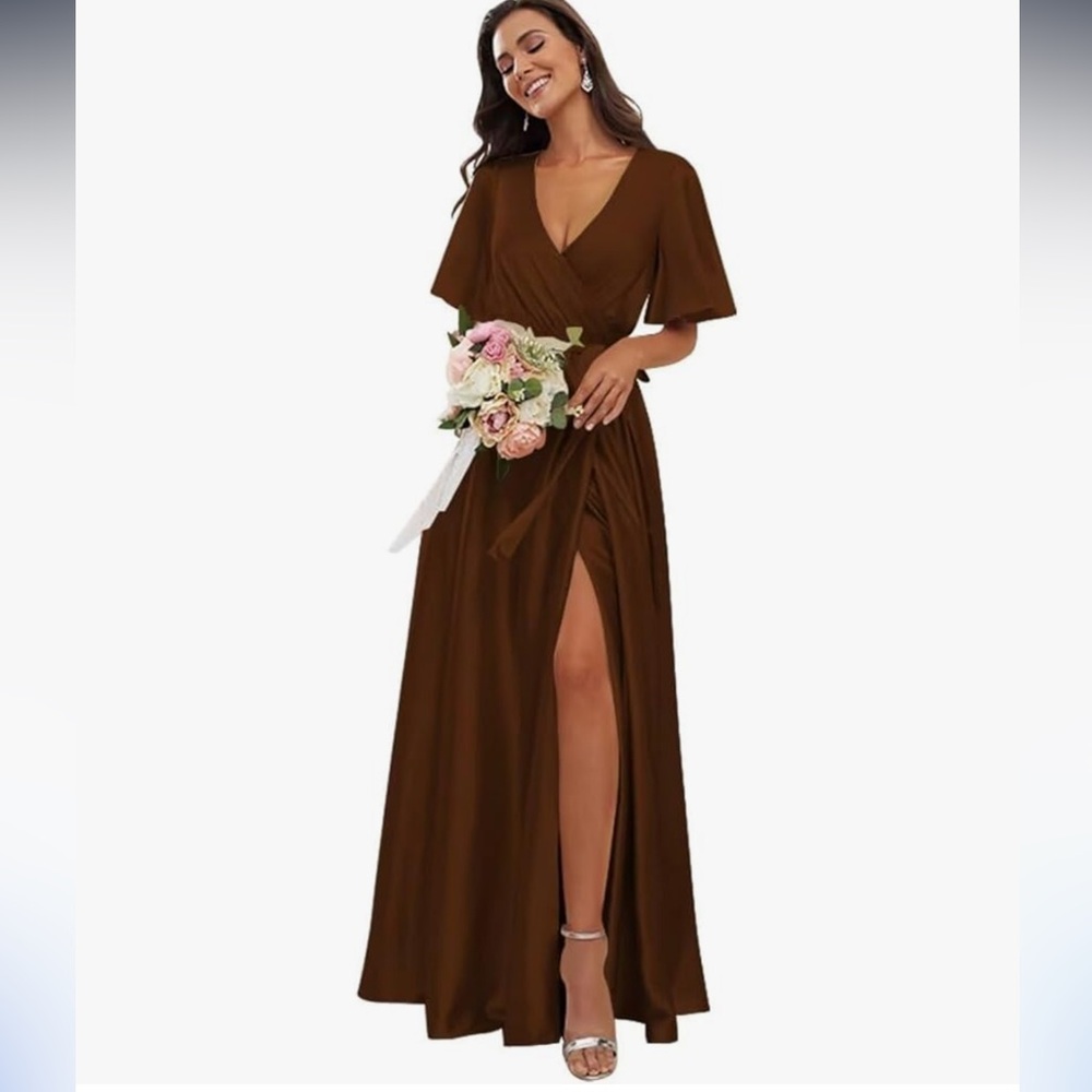 NWT Women’s Brown Satin Bridesmaid Dress